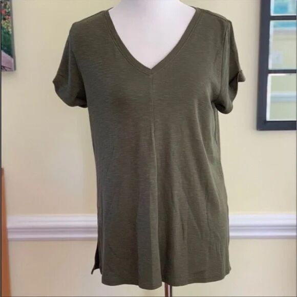 J. Jill Olive Green Pima Cotton Short Sleeve Tee size S - Picture 2 of 4
